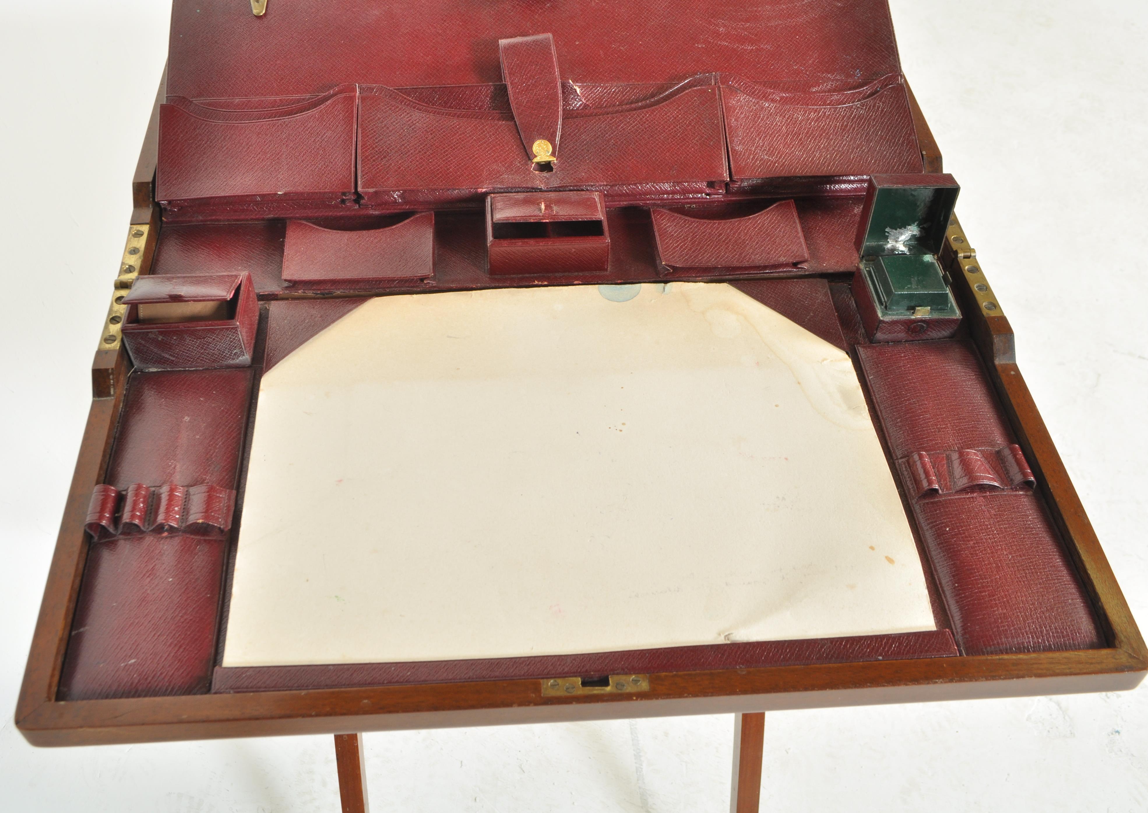 VICTORIAN MAHOGANY TRAVELLING DESK FOLDING CAMPAIG - Image 8 of 9