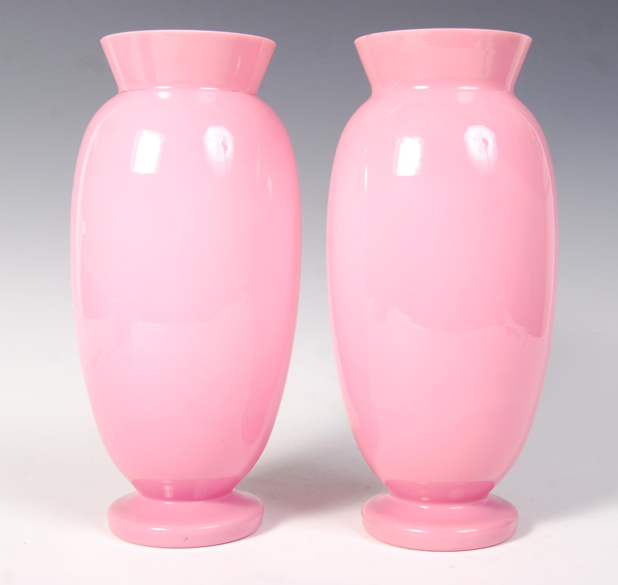 PAIR OF 19TH CENTURY VICTORIAN HANDPAINTED PINK MI - Image 4 of 5