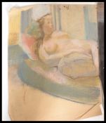 A collection of 20th Century chalk pastel drawings on paper depicting female nudes in in private
