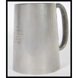 A vintage early 20th Century pre WWII Second World War Military Interest pewter tankard with novelty