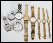 A group of vintage watches to include silver pocket fob watch, Hinds Magpie Lever pocket watch,