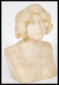 An early 20th Century Italian alabaster bust statue depicting a lady having great carving and