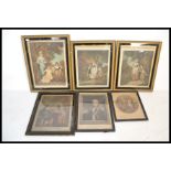 A collection of 19th century prints being framed and glazed having black glaze and gilt mounts. To