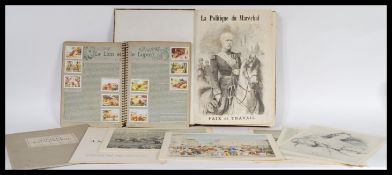 A collection of vintage French ephemera to include ' Album Nestle ' 1936-1937 a complete sticker