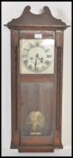 A 20th Century mahogany cased regulator wall clock, eight day movement with silver dial and Roman