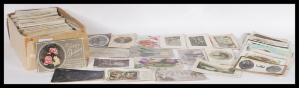 A large selection of Edwardian and early 20th century greetings / postcards to include Birthday