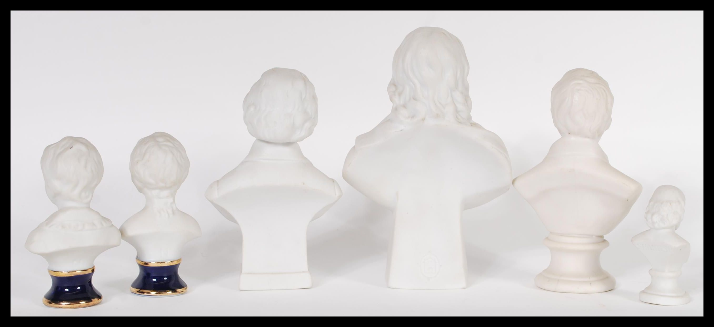 A set of six biscuit porcelain parian ware bisque ceramic busts dating from the 19th Century to - Image 7 of 11