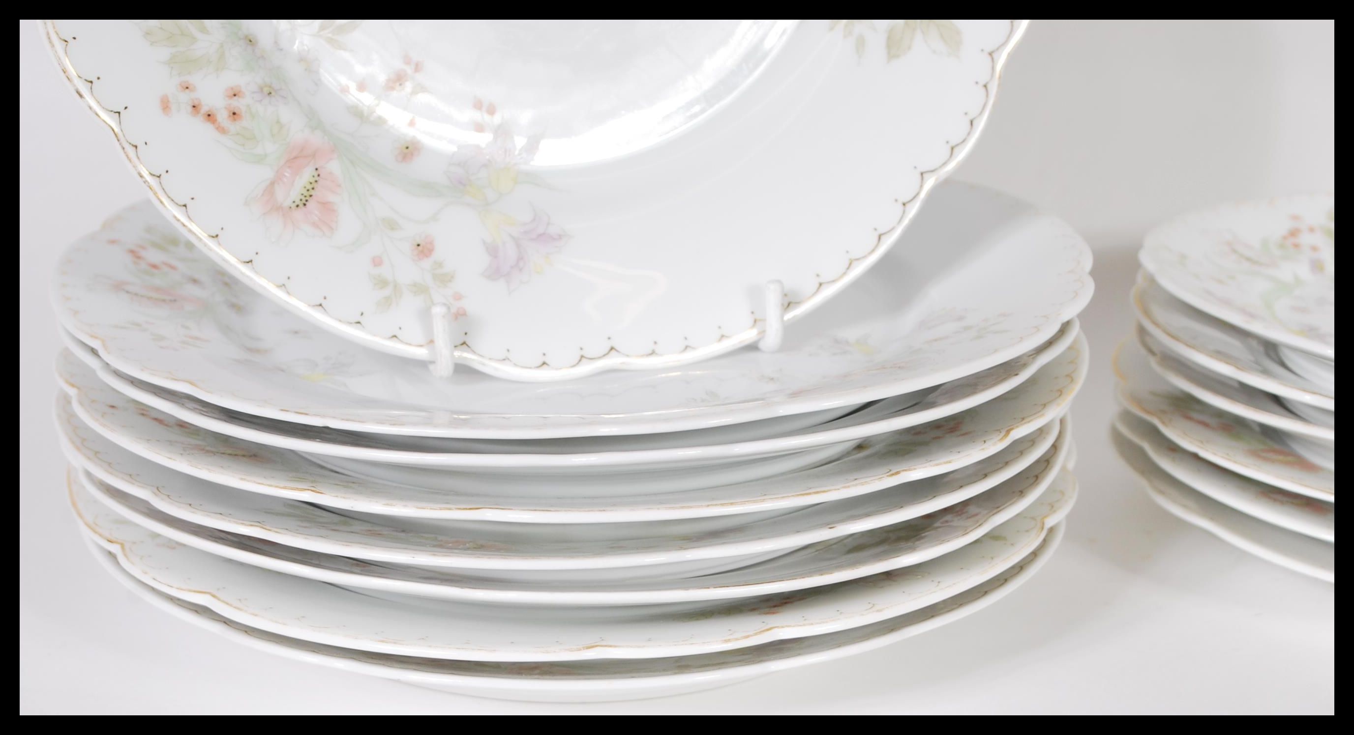 A 20th Century German porcelain dinner service having hand painted floral decoration consisting of - Image 4 of 5
