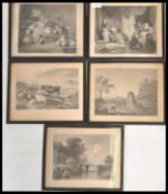 A collection of framed and glazed 19th Century etchings to include 'Sancho and the Duchess' after C.