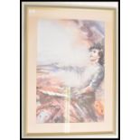 A 20th Century framed and glazed print of a watercolour painting of a musical conductor.