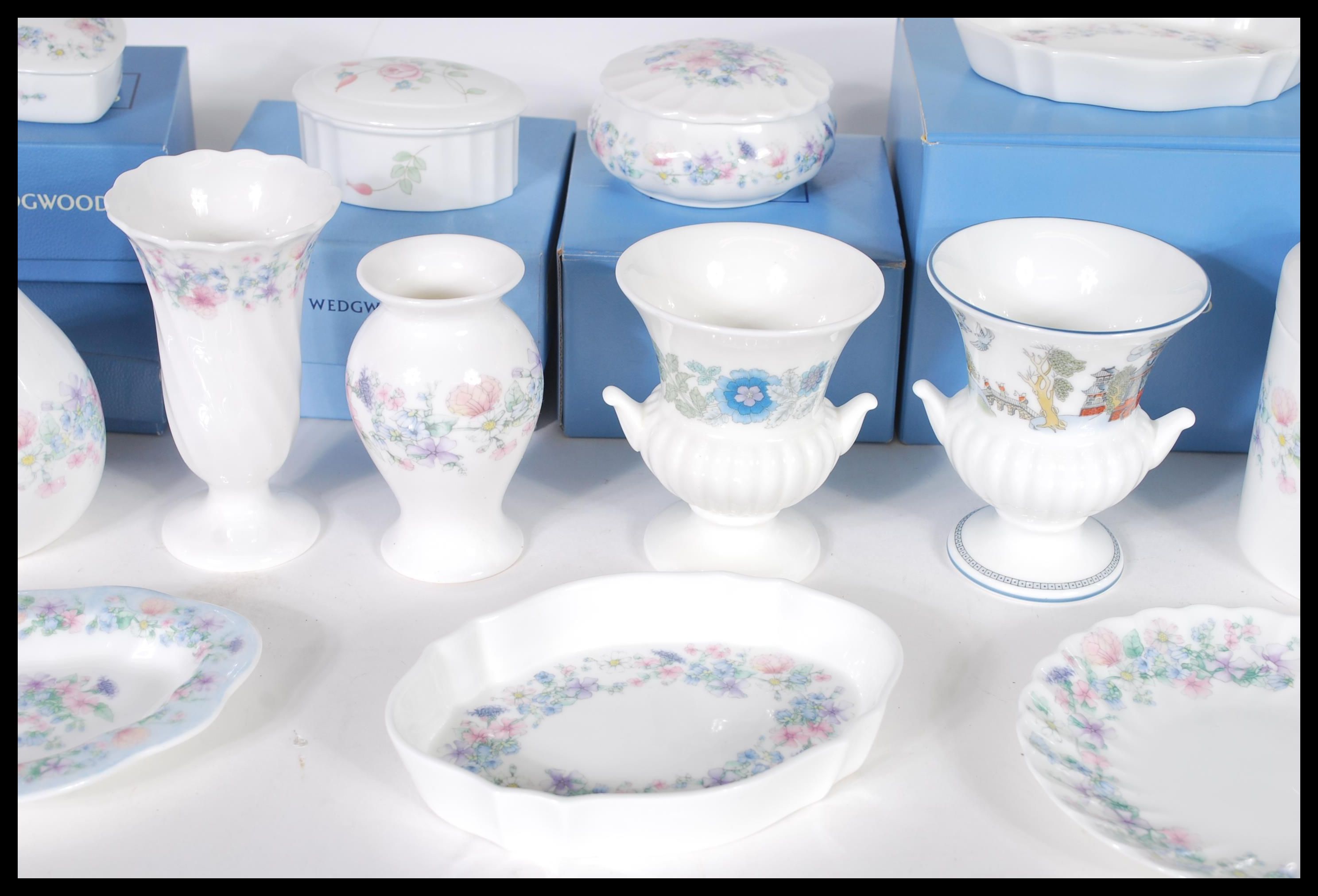 A collection of mostly boxed Wedgwood ceramics in the Angela pattern to include various vases, - Image 3 of 5