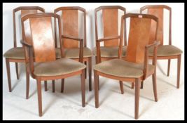 A set of six retro 20th Century G Plan teak wood Fresco dining chairs ( two being carvers ), splay