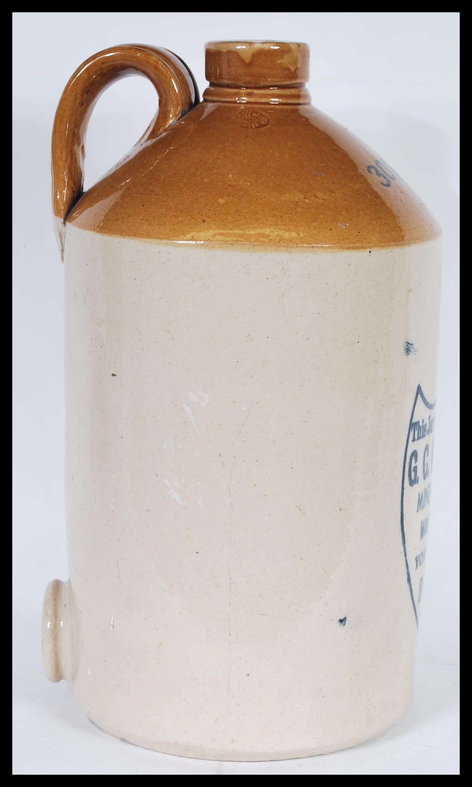A large antique vintage stoneware flagon with notation to front for G. C. King & Co of Bristol. - Image 3 of 4