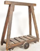ANTIQUE VINTAGE INDUSTRIAL WOODEN FACTORY MILL TROLLEY