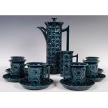 SUSAN WILLIAMS ELLIS PORTMEIRION BLUE JUPITER COFFEE SET IN BOX