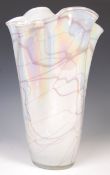 BELIEVED MAKORA POLISH VINTAGE STUDIO ART GLASS HANDKERCHIEF VASE