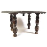 LATE 19TH / EARLY 20TH CENTURY ANTIQUE SHIELD WHEEL COFFEE TABLE