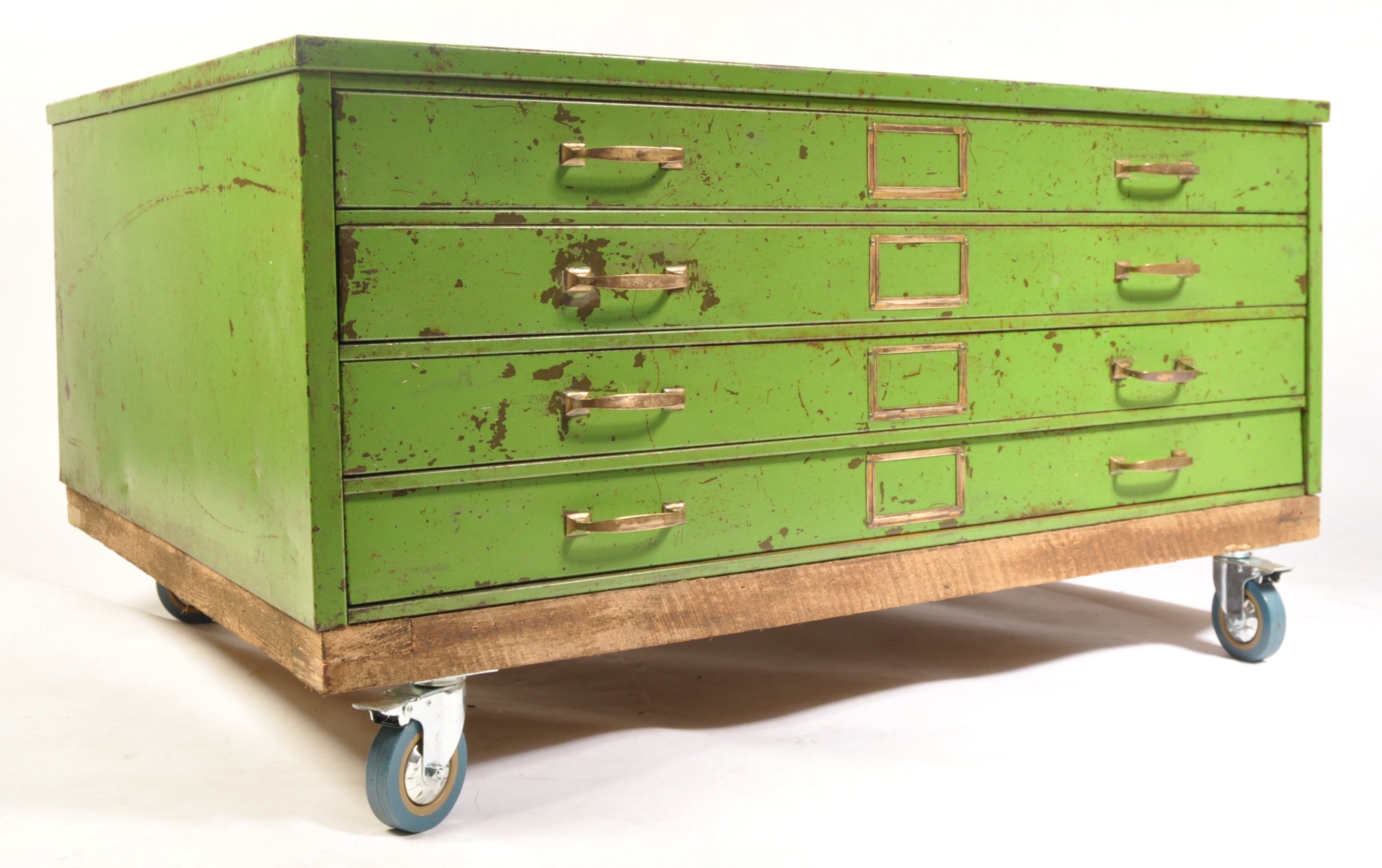 INDUSTRIAL VINTAGE STEEL PLAN CHEST WITH BRASS INDEX HOLDERS - Image 2 of 8