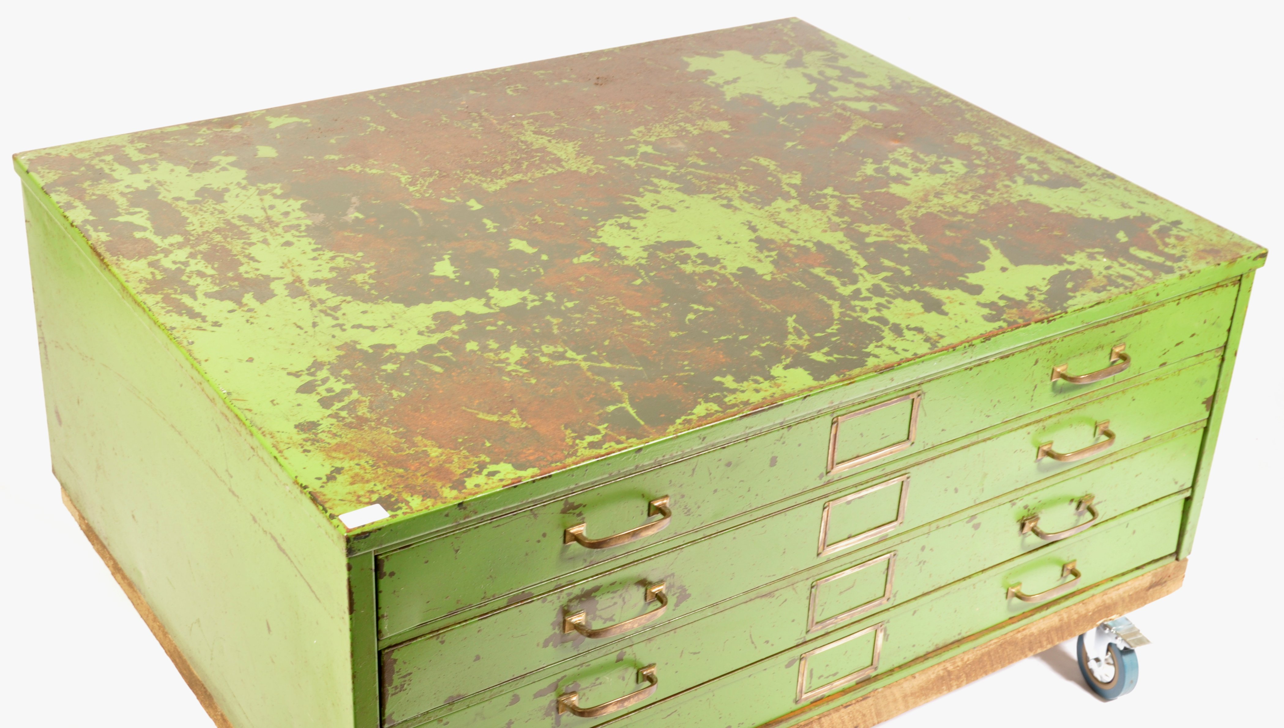 INDUSTRIAL VINTAGE STEEL PLAN CHEST WITH BRASS INDEX HOLDERS - Image 5 of 8