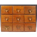 ANTIQUE VINTAGE COUNTER TOP OAK CASED INDEX FILING CABINET