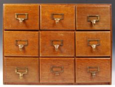 ANTIQUE VINTAGE COUNTER TOP OAK CASED INDEX FILING CABINET