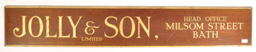 JOLLY & SON LTD LATE 20TH CENTURY GILT AND MAHOGANY SIGN