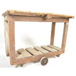 ANTIQUE VINTAGE INDUSTRIAL WOODEN GOODS CART MILL TROLLEY