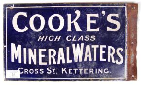ANTIQUE VINTAGE DOUBLE SIDED ENAMEL SIGN ' COOKE'S MINERAL WATER '