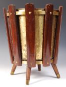 VINTAGE 1970'S SPUTNIK ATOMIC TEAK AND BRASS LITTER BIN