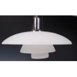 AFTER POUL HENNINGSEN A LARGE FROSTED SUSPENSION LAMP