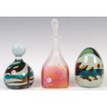 MDINA VINTAGE STUDIO ART GLASS PAPERWEIGHTS AND SCENT BOTTLE