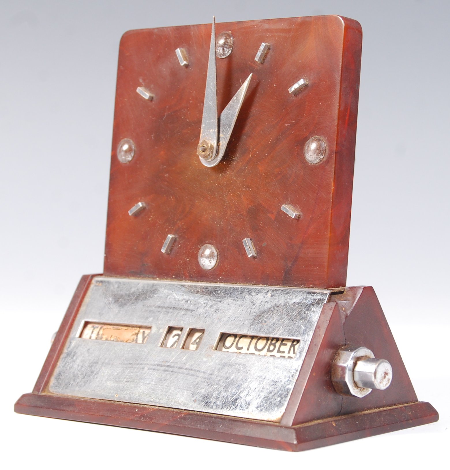 ART DECO 1930'S ANTIQUE VINTAGE PERPETUAL CALENDAR AND CLOCK - Image 2 of 4