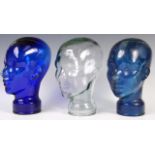 20TH CENTURY ART DECO STYLE PRESSED GLASS MANNEQUIN HEADS