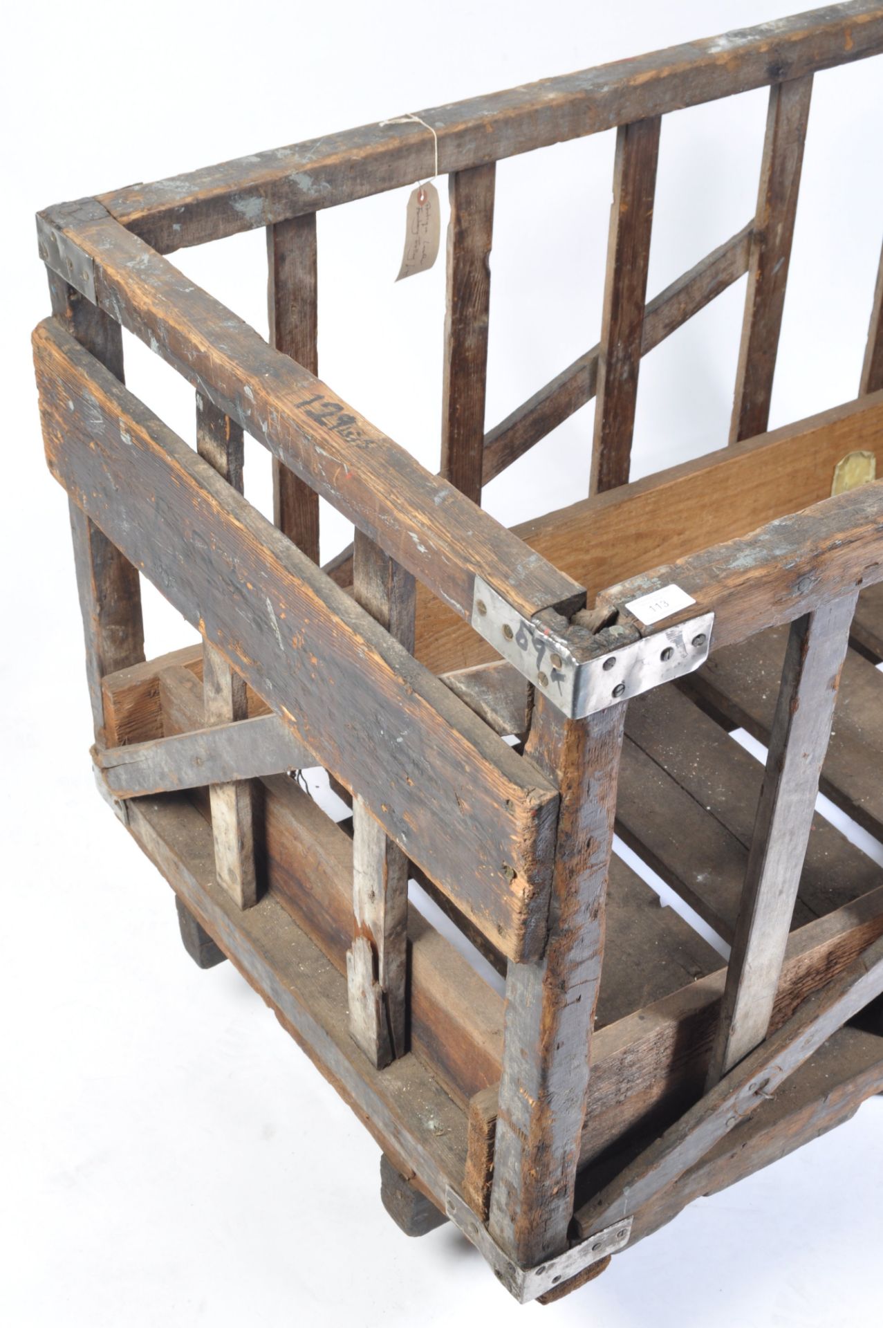 ANTIQUE VINTAGE INDUSTRIAL WOODEN GOODS CART MILL TROLLEY - Bild 3 aus 5