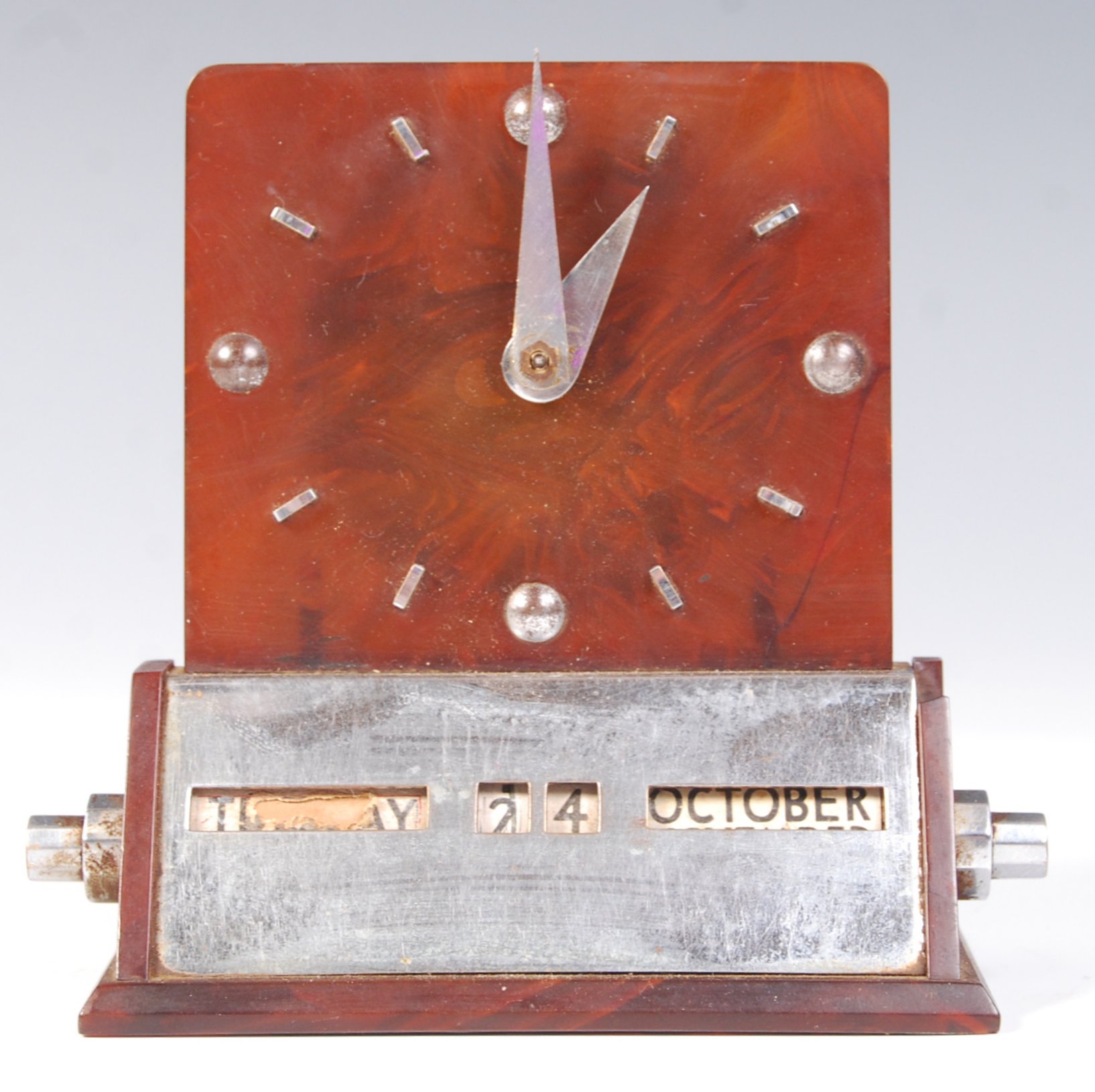 ART DECO 1930'S ANTIQUE VINTAGE PERPETUAL CALENDAR AND CLOCK