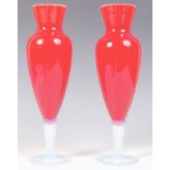 VINTAGE ITALIAN STUDIO ART GLASS HOURGLASS PEDESTAL VASES