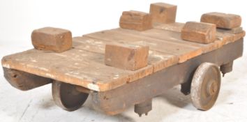 ANTIQUE VINTAGE INDUSTRIAL WOODEN GOODS CART MILL TROLLEY