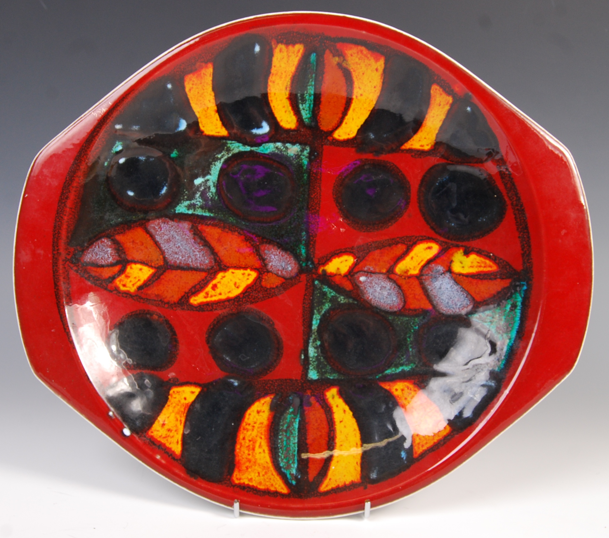 POOLE DELPHIS 1970'S VOLCAN GLAZED SERVING PLATE BY ANGELA WYBURGH