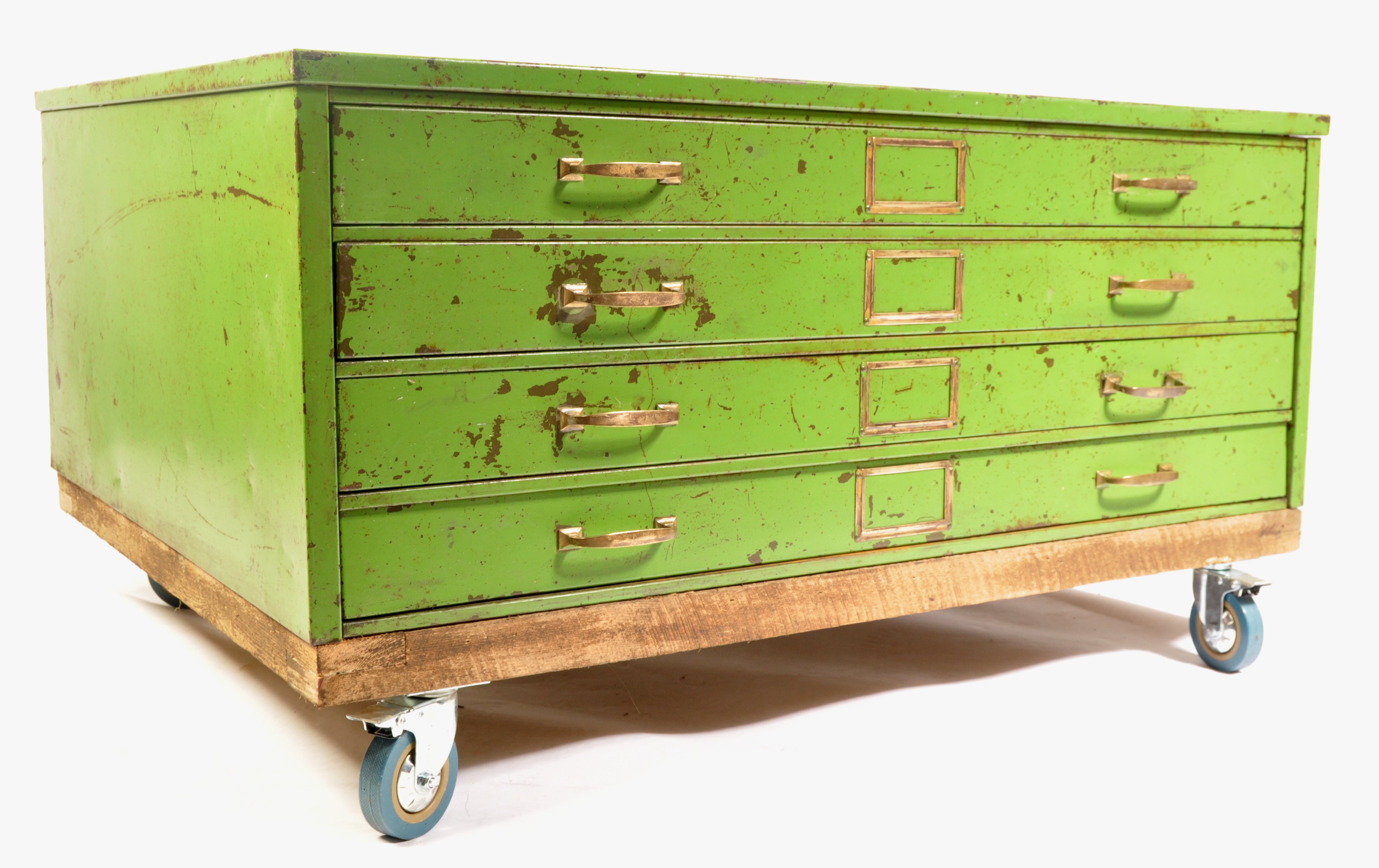 INDUSTRIAL VINTAGE STEEL PLAN CHEST WITH BRASS INDEX HOLDERS - Image 6 of 8