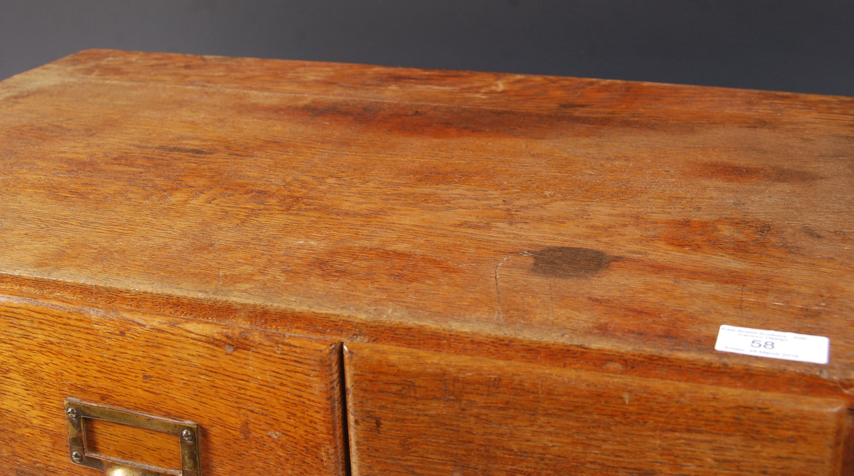 ANTIQUE VINTAGE COUNTER TOP OAK CASED INDEX FILING CABINET - Image 5 of 6