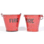 ANTIQUE VINTAGE RED PAINTED AND GALVANISED FIRE BUCKETS