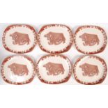 STAFFORDSHIRE ENGLISH IRONSTONE BROWN BULL RETRO STEAK PLATES