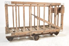 ANTIQUE VINTAGE INDUSTRIAL WOODEN GOODS CART MILL TROLLEY