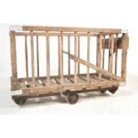 ANTIQUE VINTAGE INDUSTRIAL WOODEN GOODS CART MILL TROLLEY