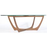 20TH CENTURY DANISH INSPIRED TEAK WOOD AND GLASS COFFEE TABLE