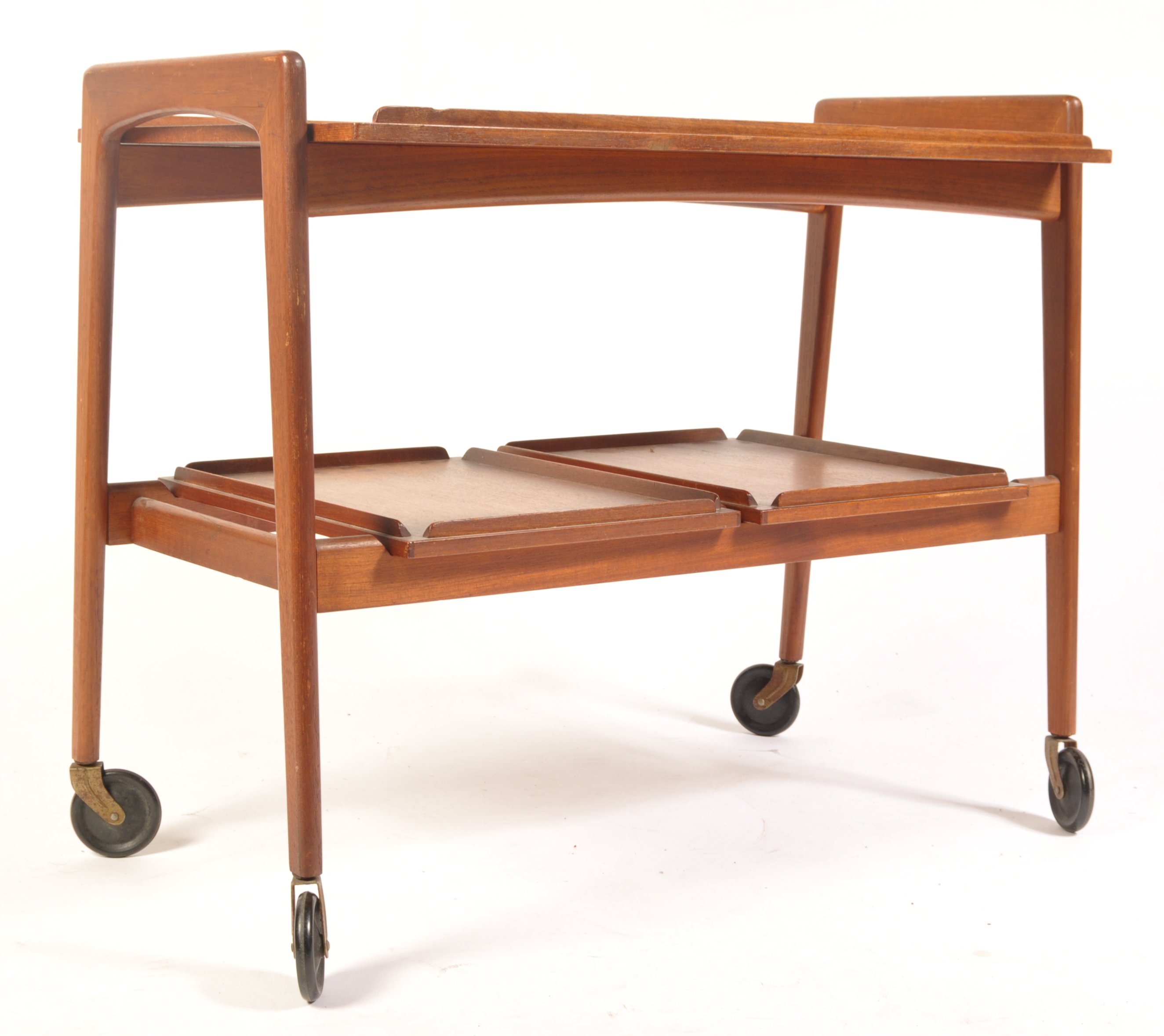 O.M.F. MEUBELFABRIK OMER LEFEVRE DANISH TEAK WOOD TEA TROLLEY