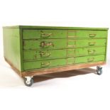 INDUSTRIAL VINTAGE STEEL PLAN CHEST WITH BRASS INDEX HOLDERS