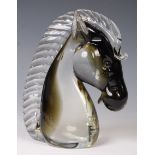 MURANO 1970'S STUDIO ART SMOKED GLASS HORSE HEAD SCULPTURE