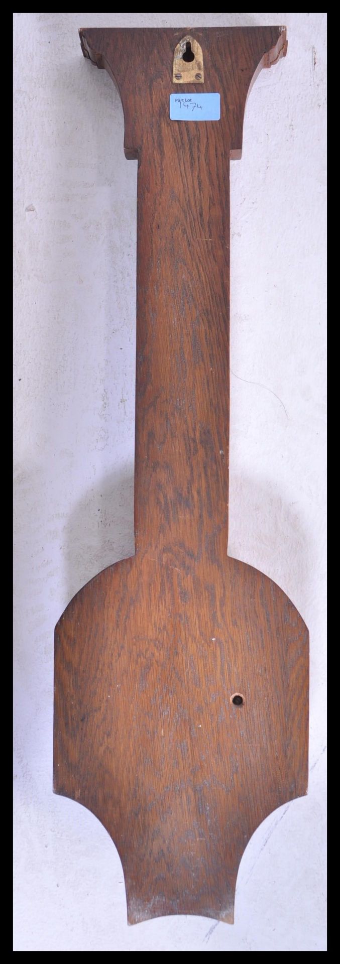 An early 20th Century Edwardian oak cased banjo wall barometer having inlaid swag ribbon - Bild 4 aus 4