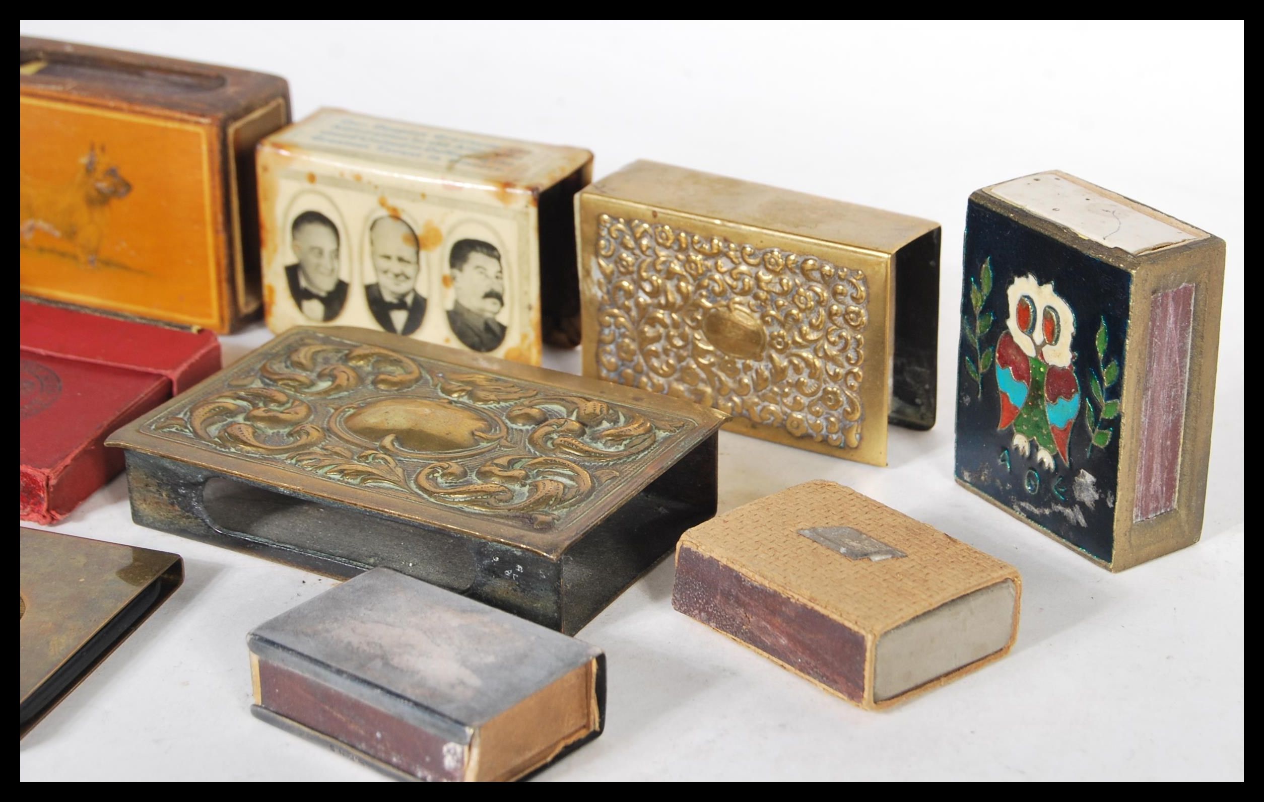 A collection of vintage early 29th Century match box covers and holders to include silver plated - Image 4 of 4